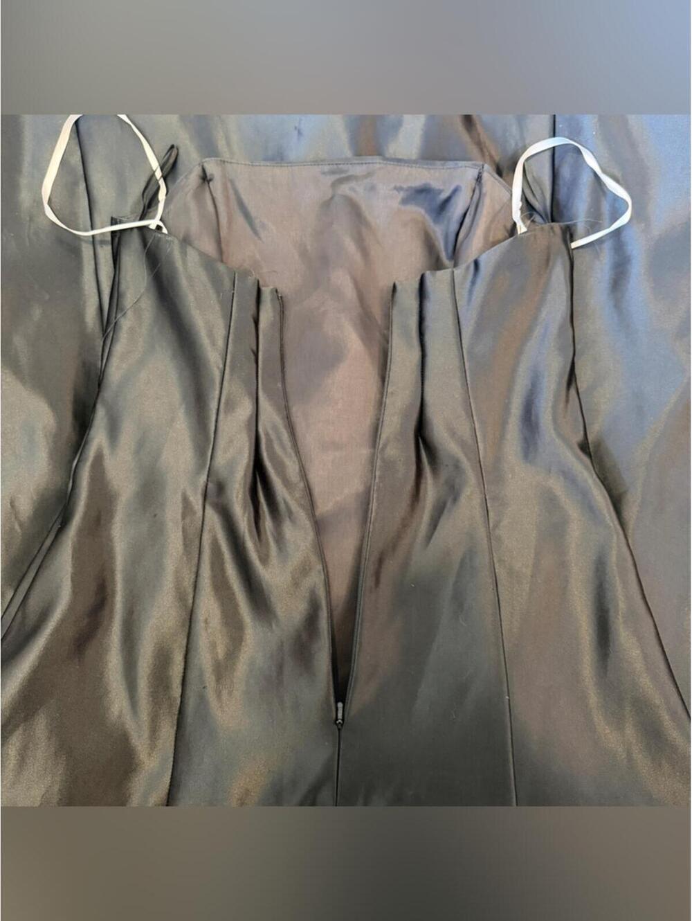 VTG Gunne Sax/Jessica McClintock Black Satin Formal Prom Dress Pink Ribbon Bows - Picture 7 of 7